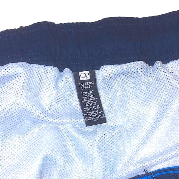 Ocean Pacific 2XL Men’s Swim Shorts Dark Navy/Bright Blue Velcro Drawstring - Picture 8 of 15